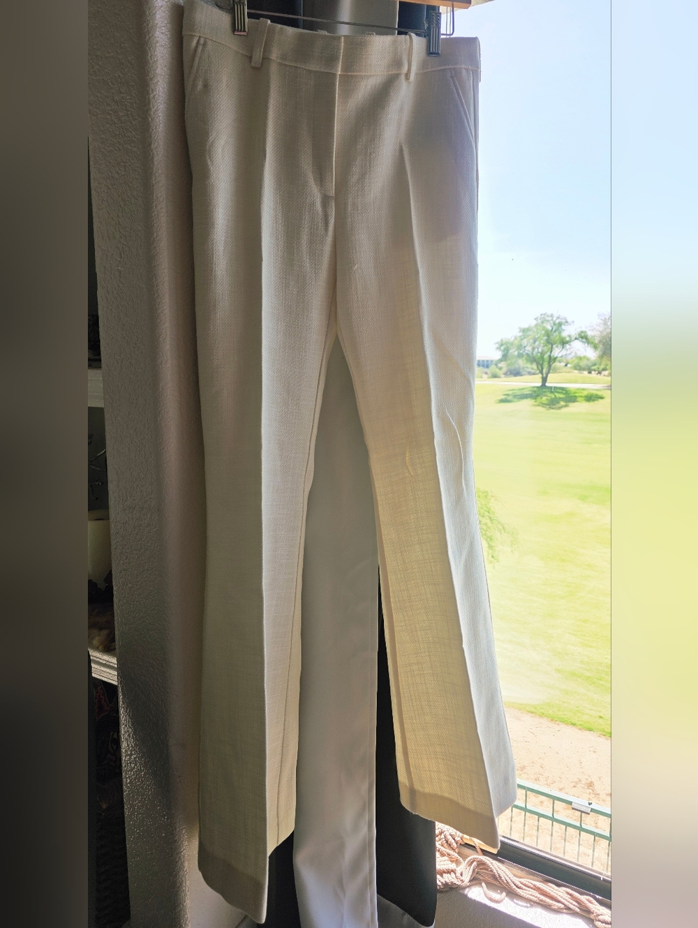 The Kooples Off-White Cream Textured Tailored Flared Trousers Size 38